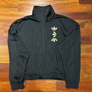Adidas Black and Gold Crop Zip Up